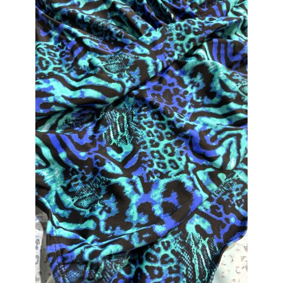 Caribbean Sand One-Piece Swimsuit Size 10 Blue/Green Leopard Print - Picture 6 of 8